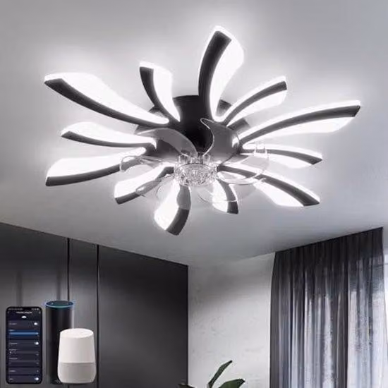 Ventilatore da soffitto intelligente con illuminazione e controllo Wi-Fi, compatibile con Alexa e Google Home