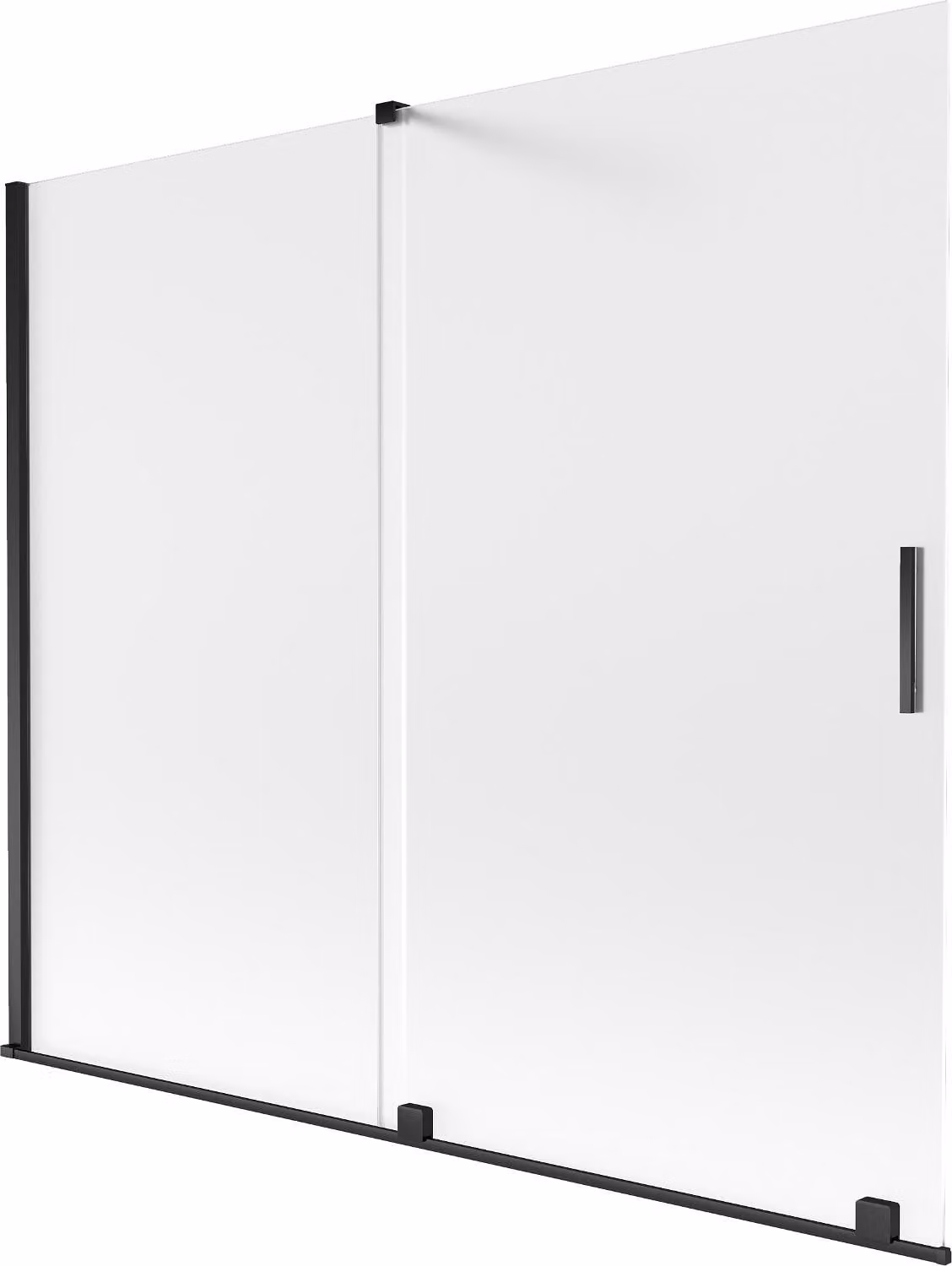 Mexen Velar schermo per vasca da bagno a 2 ante scorrevoli 180 x 150 cm, ghiacciato, nero - 896-180-000-31-70