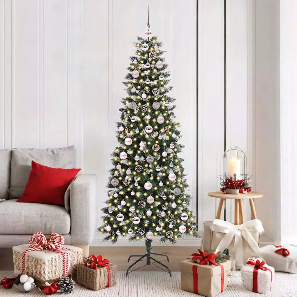 Albero di Natale artificiale moderno vidaXL verde con luci LED bianco caldo, Altezza: 180 cm