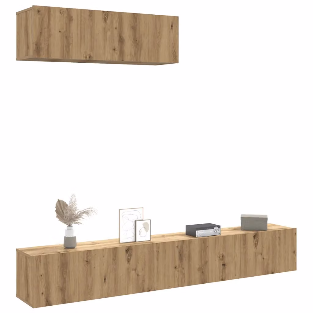 Set di 3 mobili TV da parete vidaXL in stile moderno, colore rovere, L/P/H: 100 x 30 x 30 cm