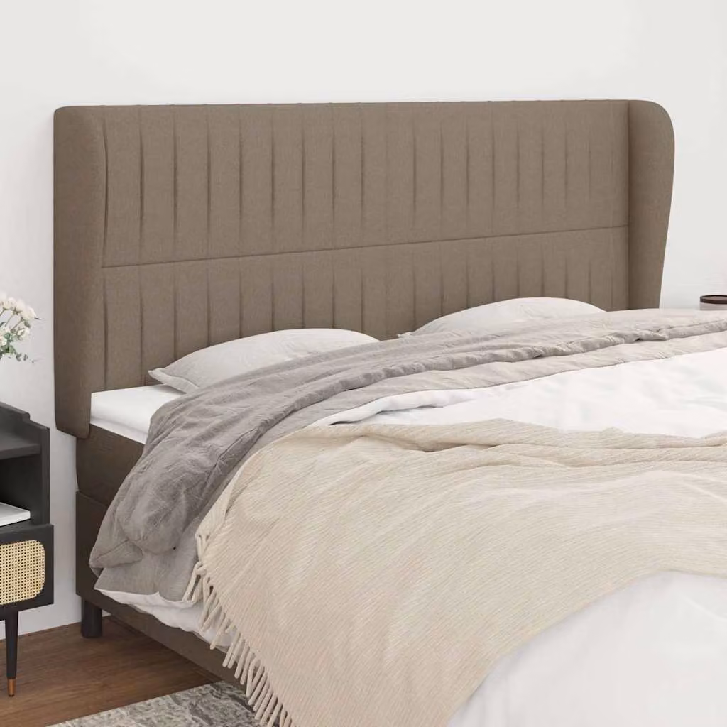 Testiera ad orecchio vidaXL in tessuto beige e grigio L: 203 cm, P: 23 cm, H: 118-151 cm – 1