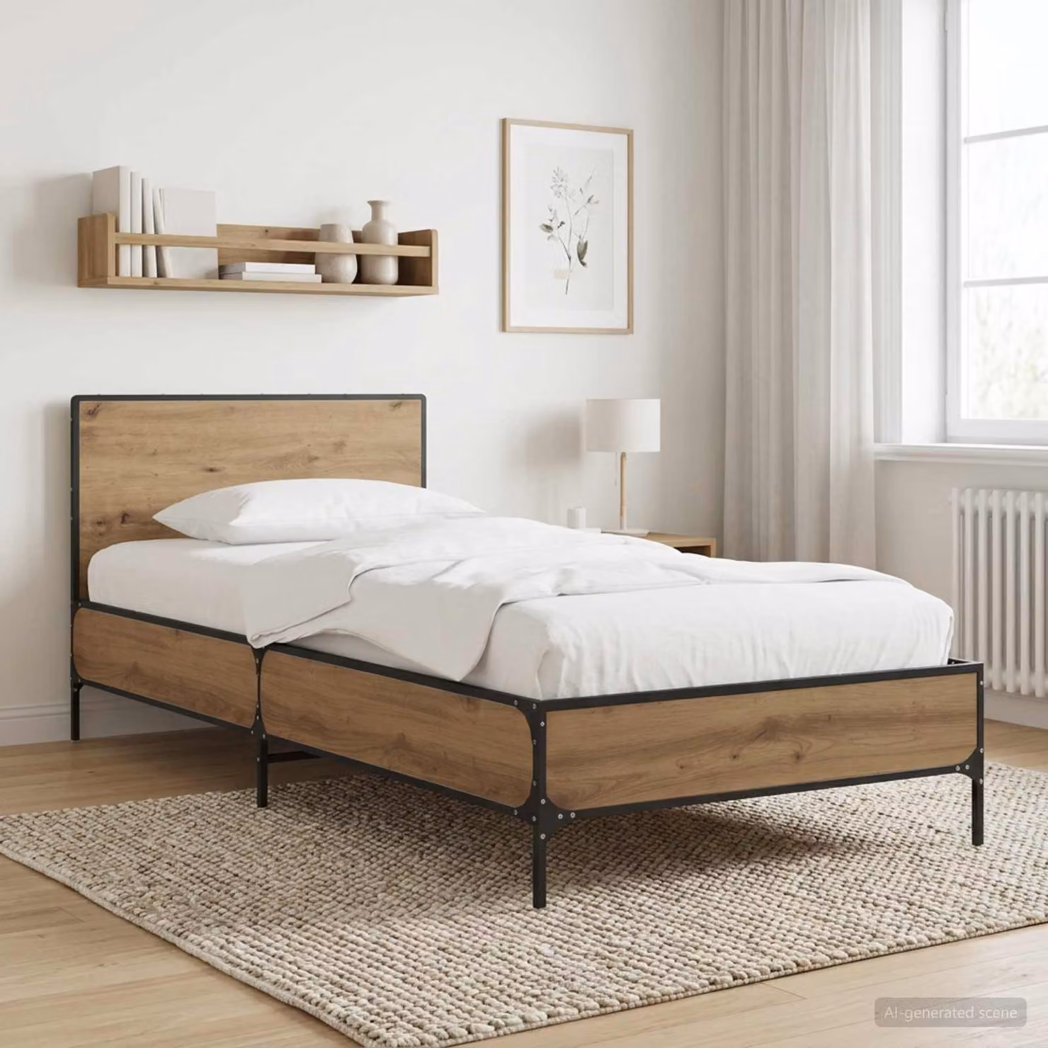 Struttura letto con testata vidaXL in legno Rovere marrone L: 80 cm, P: 200 cm, H: 83 cm