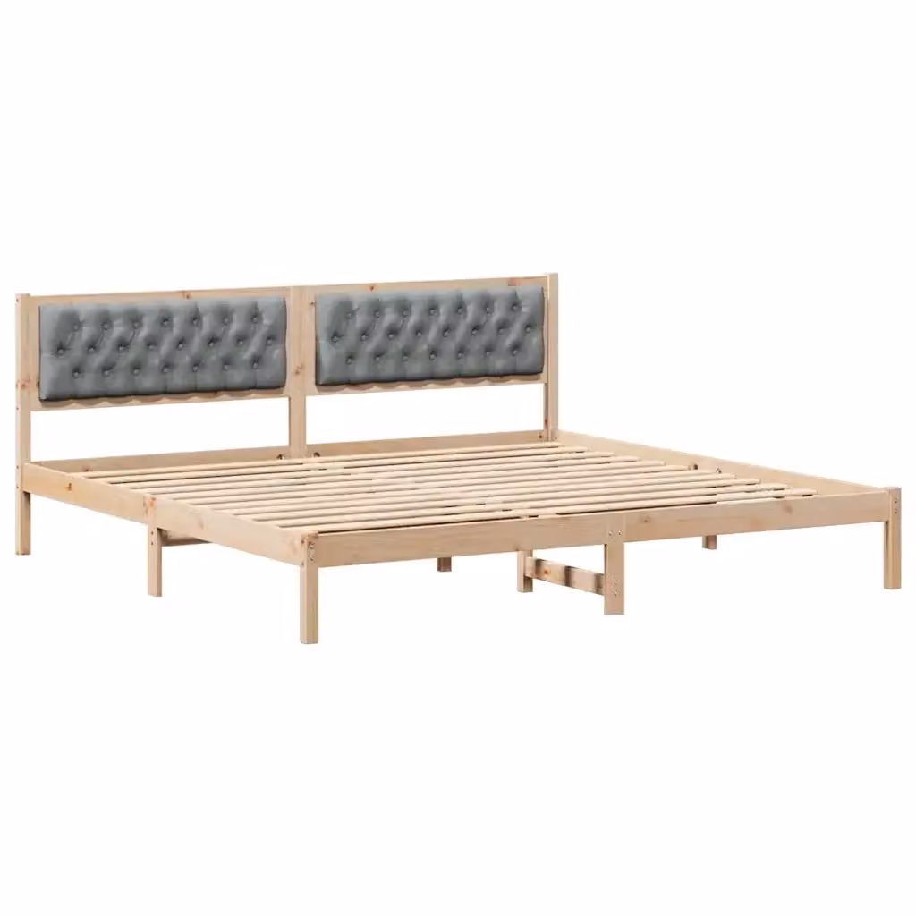 Struttura del letto in pino massello vidaXL Grigio, 200 x 200 cm – 2