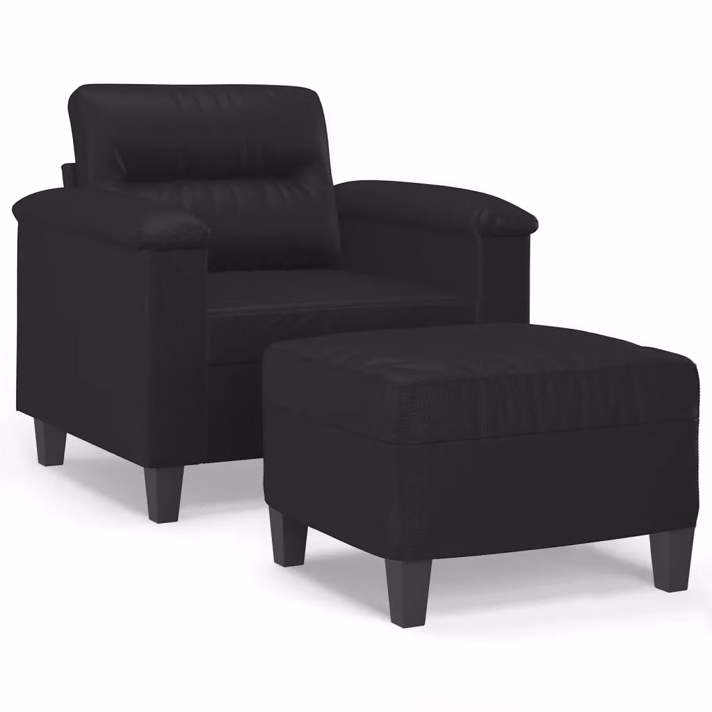 vidaXL Poltrona Relax con Poggiapiedi in Similpelle Nera per Soggiorno – 2