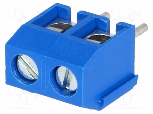 2 listelli di fissaggio per percorsi a 90°, compatibili con i connettori DG301-5.0-02P-12-18A(H), con sezione di 5 mm e capacità di 17,5A