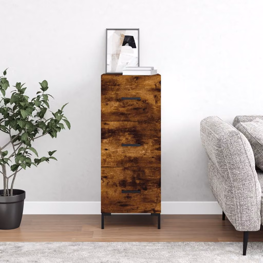Credenza moderna vidaXL in legno multistrato color rovere fumo, sospesa, L/P/H: 34,5 x 34 x 90 cm