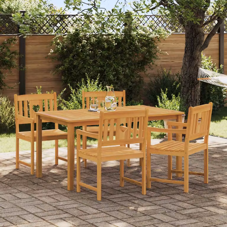Set di 4 sedie da giardino vidaXL in legno di acacia massello naturale marrone con braccioli