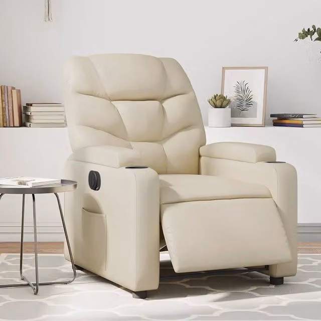 Poltrona Reclinabile Elettrica vidaXL in Similpelle Beige con Braccioli e Funzione Auto-Return