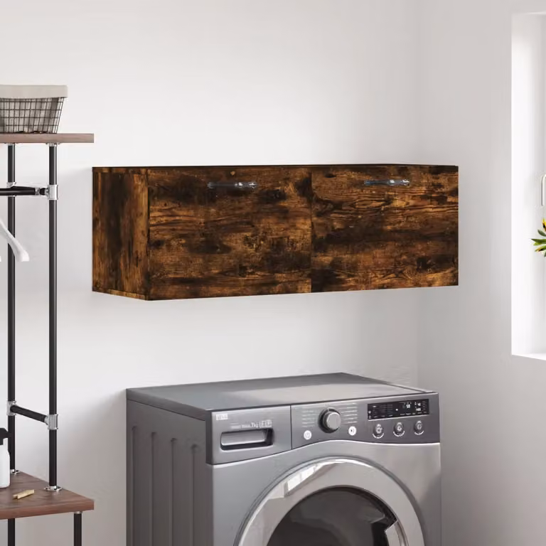 Mobile a parete vidaXL in legno multistrato color rovere fumo L 100 cm x P 36,5 cm x H 35 cm