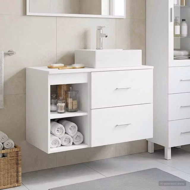 Set di mobili per il bagno 2 pz Bianco Legno ingegnerizzato 3403888