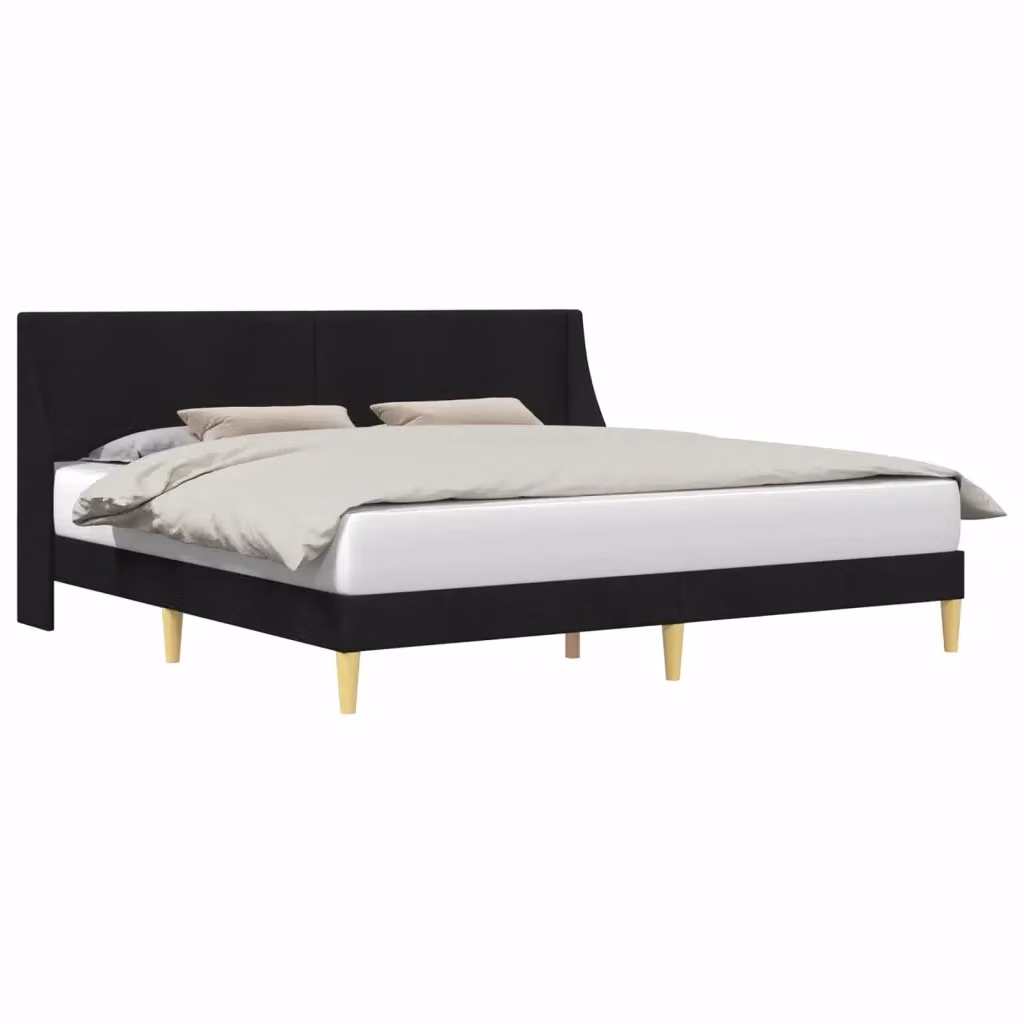Struttura letto moderno con testiera e giroletto in tessuto nero DESIGN IN – 2
