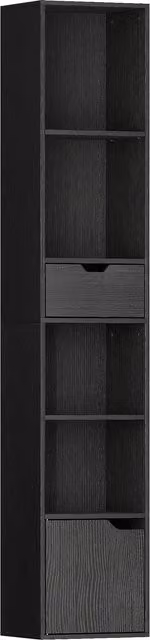 Scaffale Libreria HOMCOM con 4 Ripiani Aperti, Armadietto e Cassetto, Nero, L 30 cm x P 24 cm x H 158 cm – 1