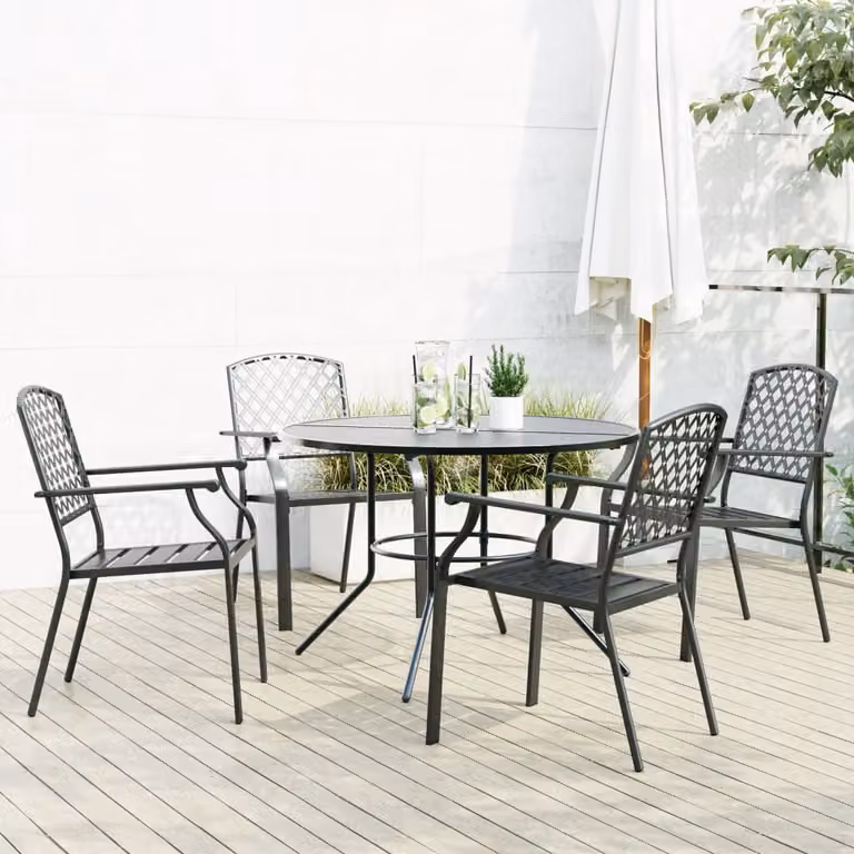 Maison Exclusive - Set di sedie da giardino, 5 pezzi, impilabili, in acciaio verniciato a polvere
