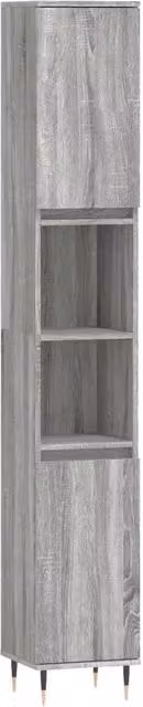 Armadietto da bagno portaoggetti flessibile 30 x 30 x 190 cm stile industriale finitura liscia in legno ingegnerizzato grigio 02_0048987