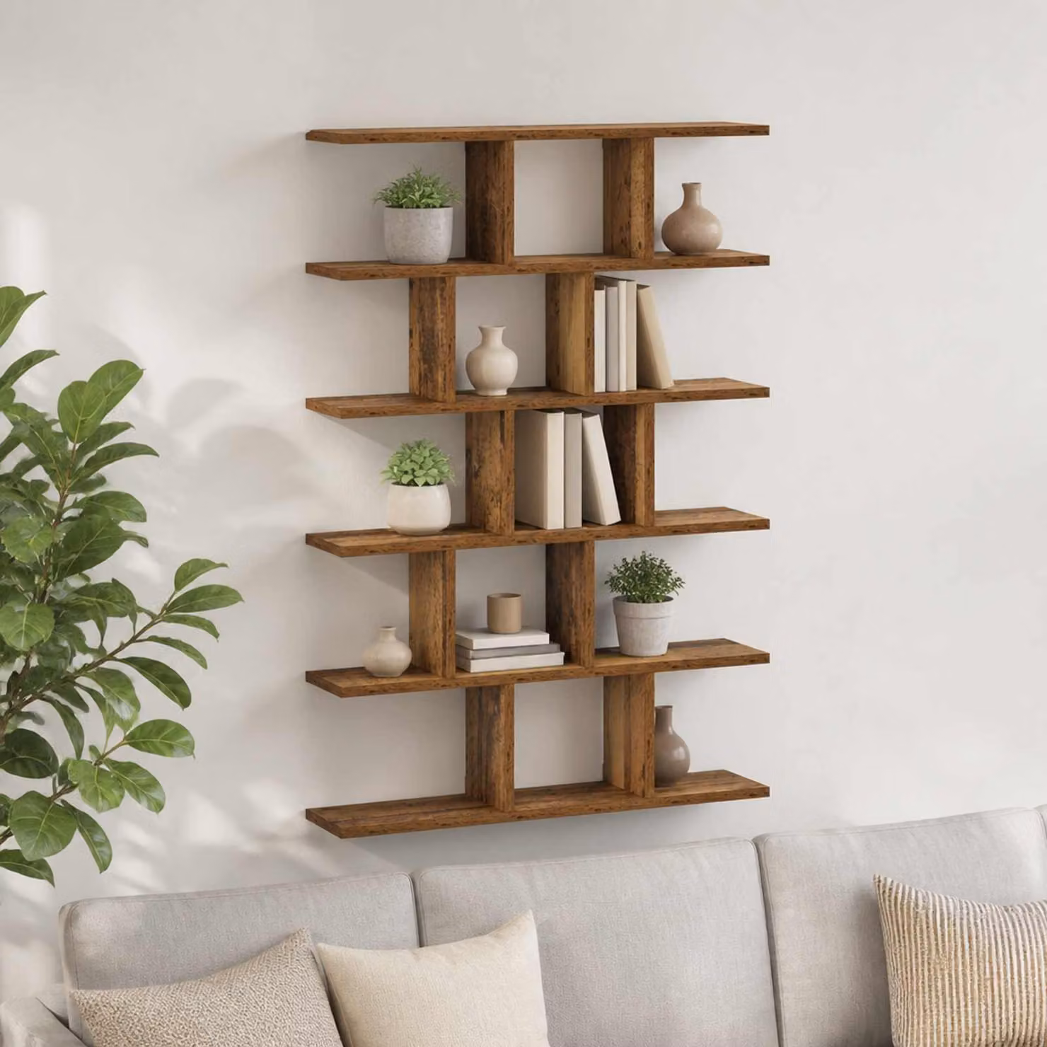 Scaffale da parete moderno vidaXL in legno di quercia marrone L: 70 cm, P: 17 cm, H: 101 cm