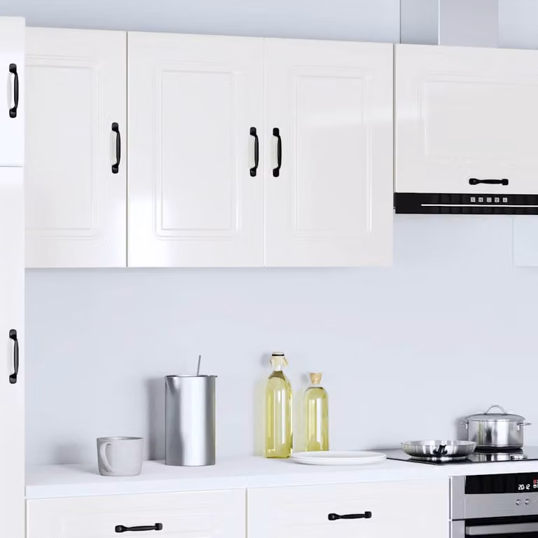 Base da cucina Kalmar vidaXL Bianco Lucido in Legno MDF con Ante a Battente e Ripiani Interni L: 80 cm, H: 60 cm, P: 31 cm