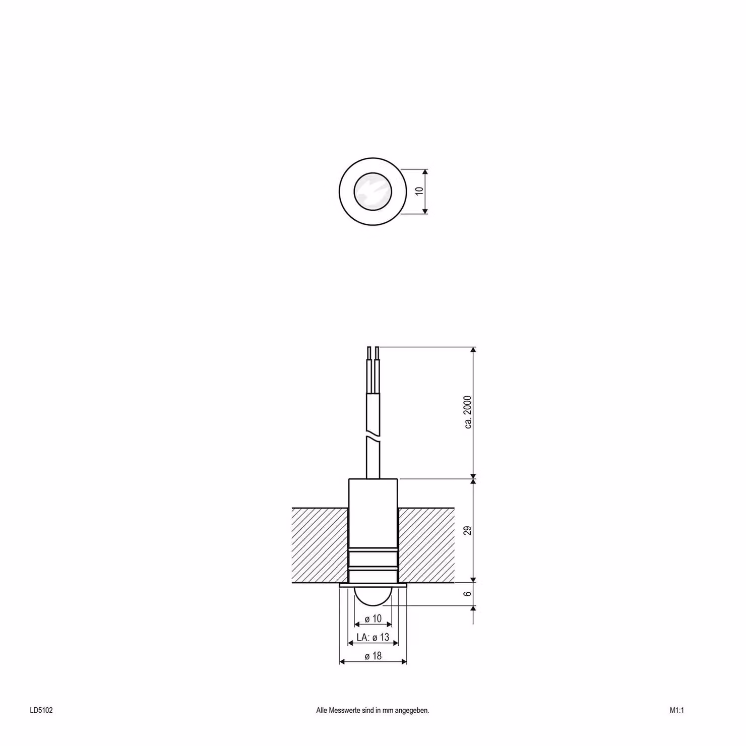 EVN LD5102 spot incasso 12V IP68 0,3W 830, lente, Alluminio / Grigio / Zincato, Soggiorno / Sala da pranzo, Acciaio Inox, Moderno