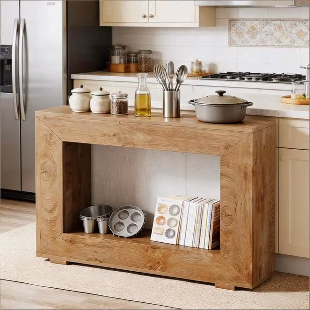 Tavolo consolle 120x30x83.5 cm con vano portaoggetti marrone
