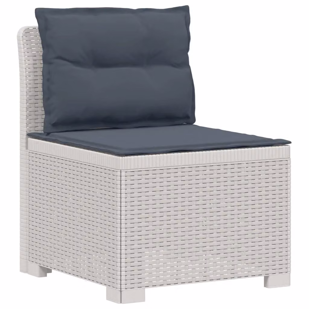 Divano da giardino a 1 posto con cuscini in aspetto rattan e design moderno per esterno, grigio e bianco, L: 70 cm, P: 62 cm, H: 55 cm – 2