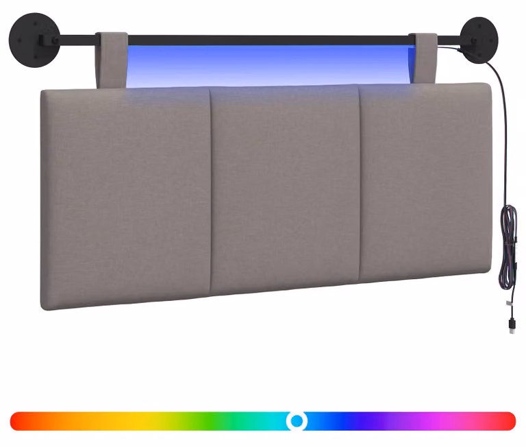 Testiera sospesa Con luce LED Tortora Tessuto