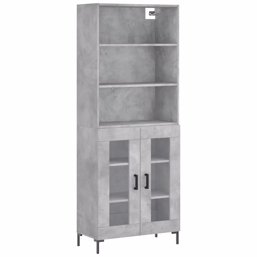 Credenza moderna vidaXL in legno e metallo Grigio, L: 69,5 cm, P: 34 cm, H: 180 cm – 2