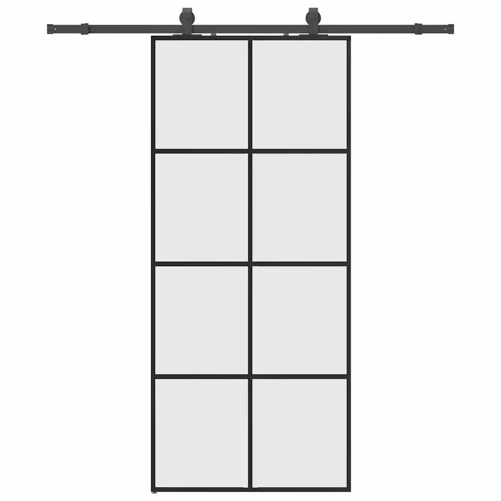 Porta Scorrevole Moderna VIDAXL in Vetro Trasparente con Telaio in Alluminio e Ferramenta Nera L: 90 cm, H: 205 cm – 2