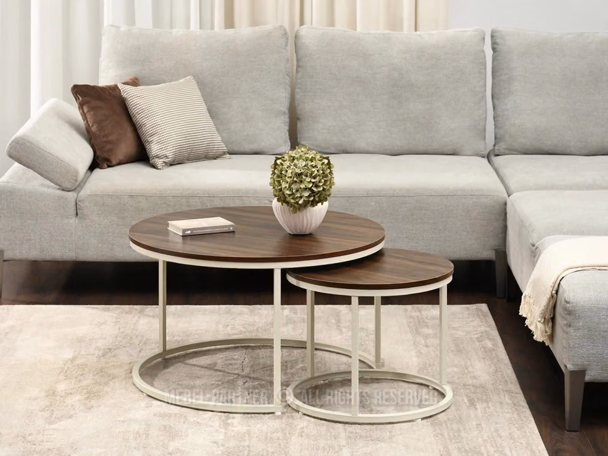 Set tavolino JACEK - noce / crema