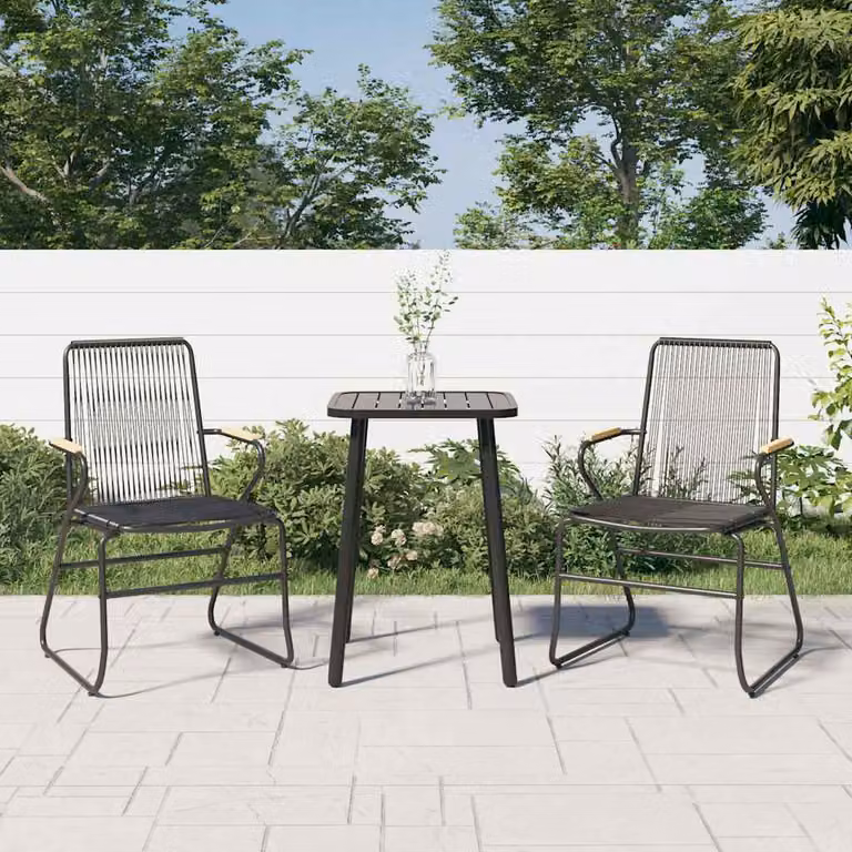 Set di 2 sedie da giardino vidaXL in rattan nero con braccioli L/P/H: 58 x 59 x 85,5 cm