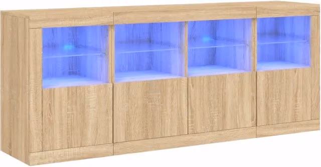 Credenza | Madia | Buffet da pranzo | Armadio da pranzo con Luci LED Rovere Sonoma 163x37x67 cm