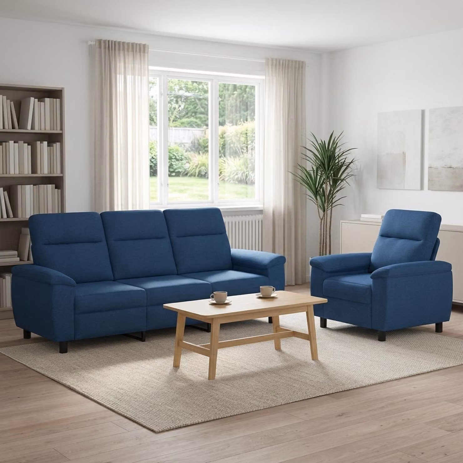 Set di 2 divani moderni vidaXL in tessuto blu con struttura in metallo per il tuo soggiorno