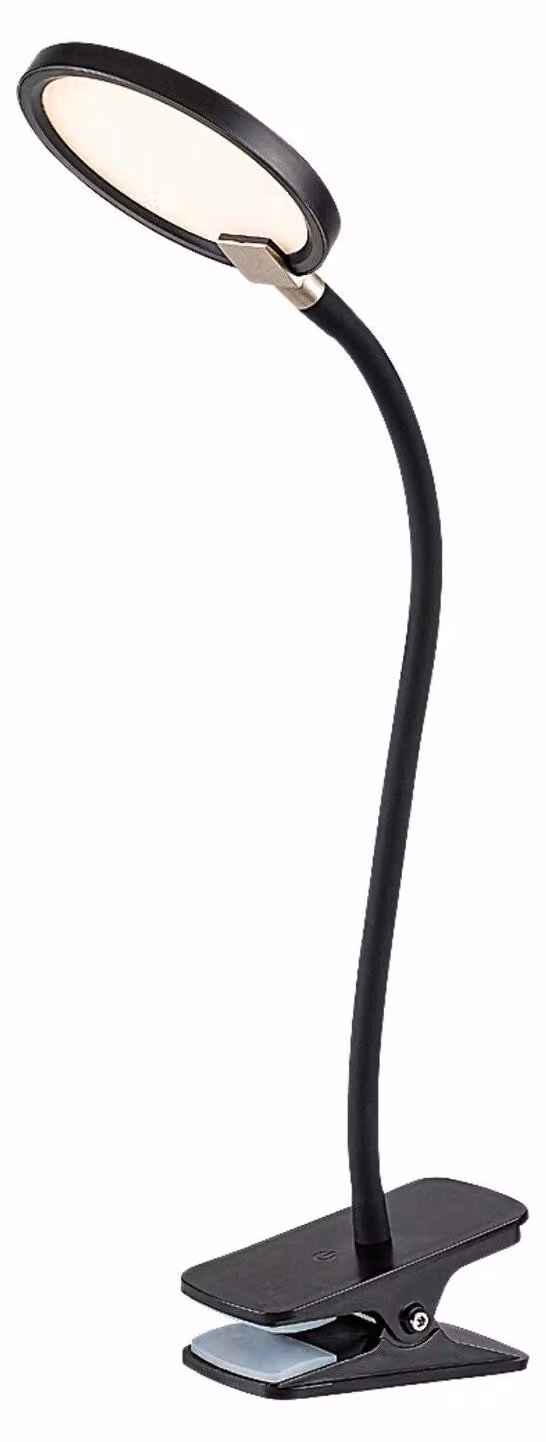 Lampada da scrivania moderna con interruttore a sfioramento braccio flessibile clip dimmerabile nero per ufficio camera da letto colore caldo LED 7W MARCIN Rabalux