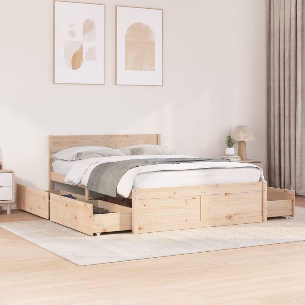 Letto senza Materasso vidaXL in Legno Massello di Pino Marrone L/P/H: 120 x 200 x 190 cm
