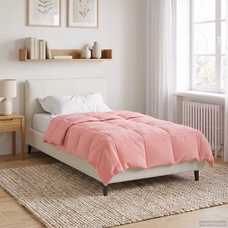 Piumone Completo Annuale 4 Stagioni vidaXL in Microfibra Rosa L: 155 cm, P: 220 cm