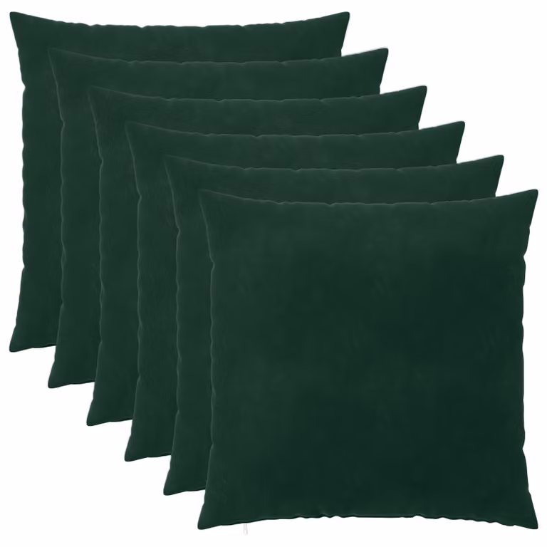 Set di 6 federe vidaXL HEERLEN in velluto verde scuro, L 60 cm x P 60 cm