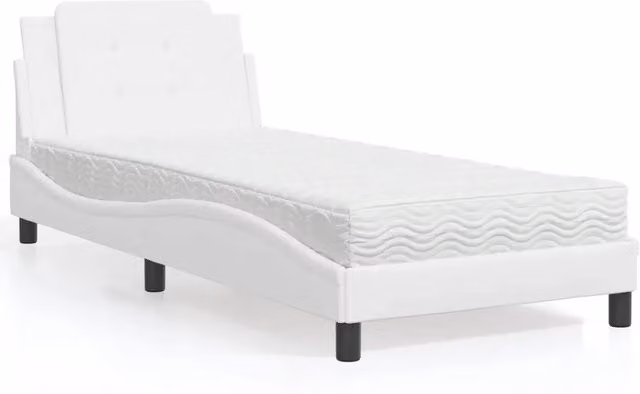 Letto con Materasso Zadar vidaXL Bianco in Similpelle e Tessuto L/P: 90 x 190 cm