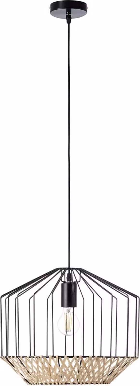 BRILLIANT Templo luce a sospensione 37cm nero/naturale Luci interne, luci a sospensione | 1x A60, E27, 40W, adatto per lampade standard (non incluse) | Altezza regolabile / cavo accorciabile
