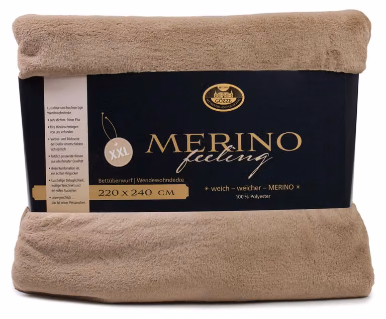 Coperta in Lana, effetto "Wendedecke", dimensioni 220x240 cm, color tortora, peso 600 g/m²