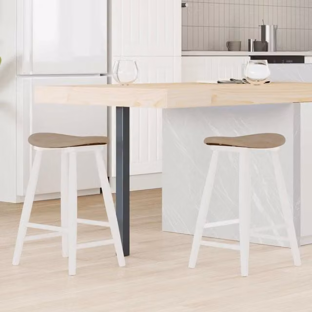 Set di 2 sedie da pranzo in stile mid-century vidaXL, rivestimento in microfibra bianca e struttura in legno di gomma, L/P/H: 46 x 37 x 63 cm
