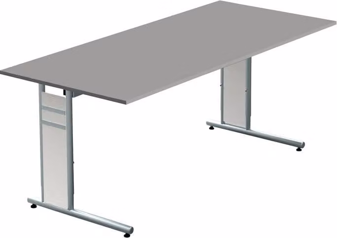 Scrivania con struttura a "C", dimensioni 180x80x68-82 cm, finitura wengé