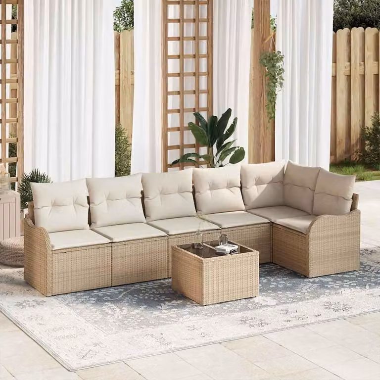 Maison Exclusive - Set Divano da Giardino con cuscino 7 pcs Marrone Poly Rattan