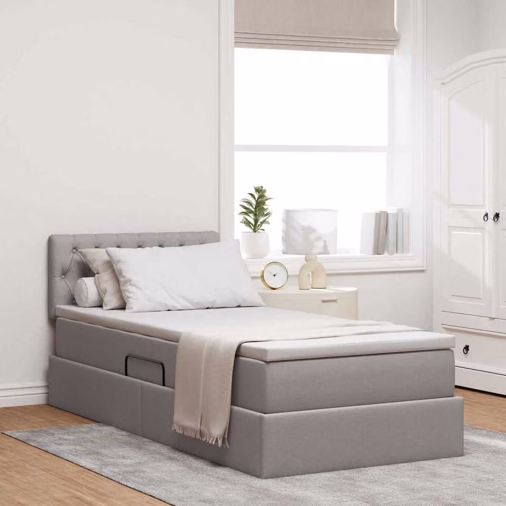 Letto con contenitore e illuminazione LED vidaXL in tessuto con porta USB, L 90 x P 190 cm – 1