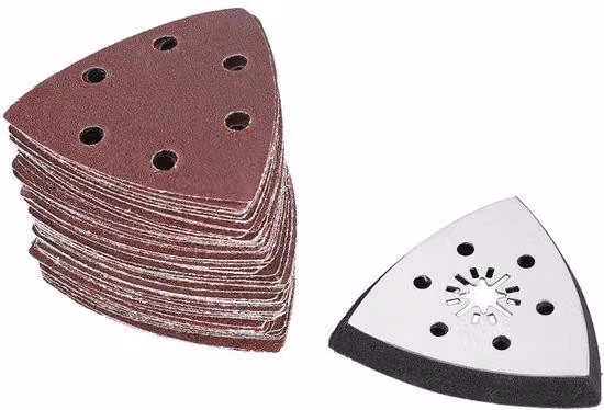 Kit di 61 pezzi di mole abrasive - Carta abrasiva triangolare da 90 mm - Supporti per lavori di falegnameria e giardinaggio