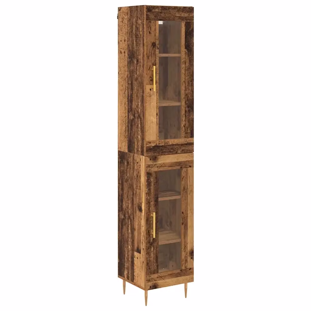 Set di 2 Credenze Moderno vidaXL in Legno e Vetro, Colore Marrone e Oro – 2