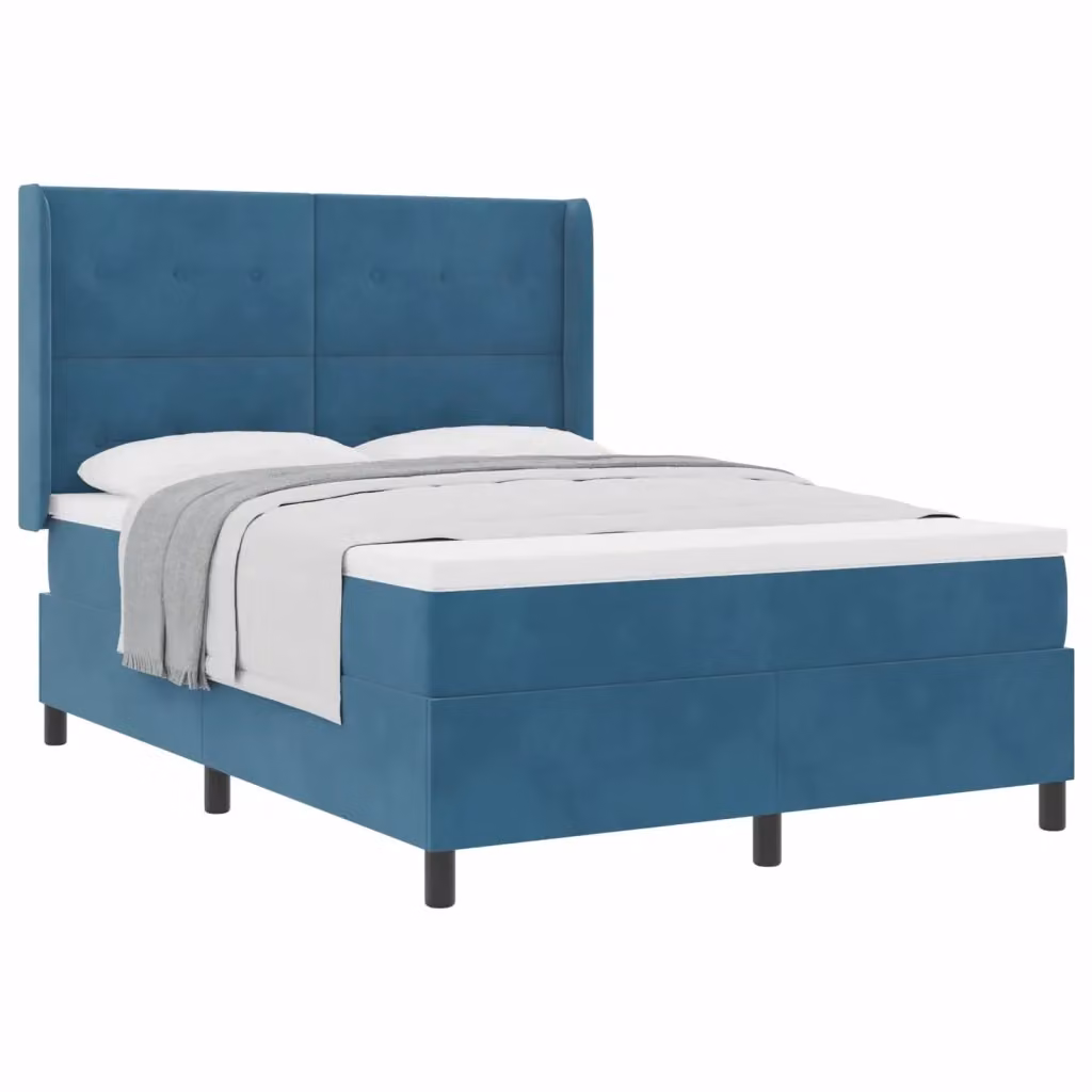 Letto a molle moderno vidaXL in velluto blu con testiera, L/P/H: 160 x 200 x 128 cm – 2