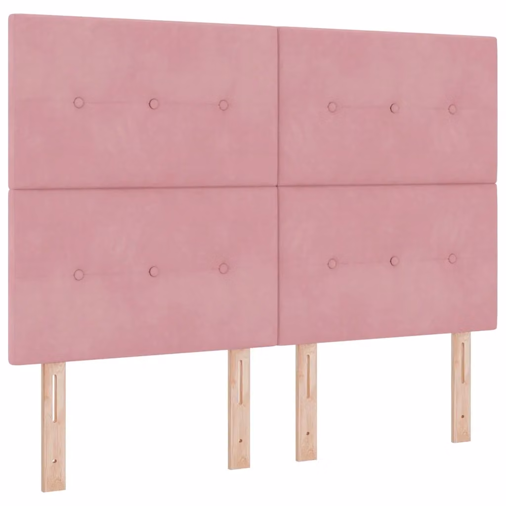 Letto matrimoniale moderno vidaXL in velluto rosa con illuminazione LED sottostante e testiera, L/P: 140 x 190 cm – 2