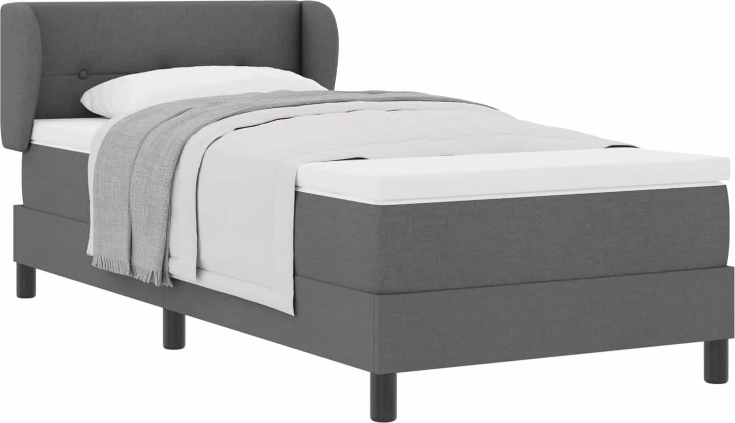 Letto a molle con materasso Grigio scuro 90 x 190 cm Tessuto