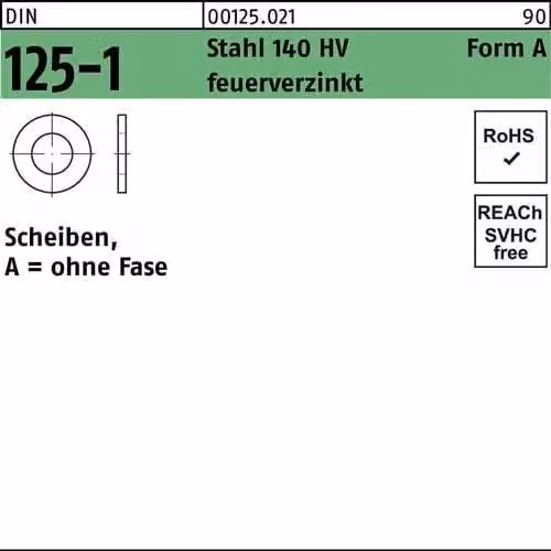 Rondelle Reyher 125 21,0 x37x3,0 zincate a caldo (200 pezzi)