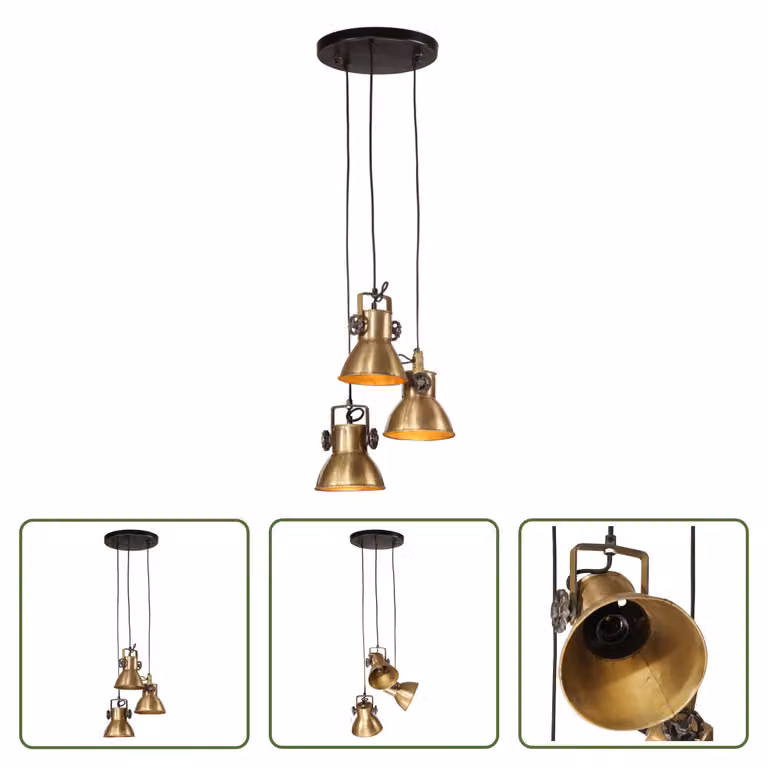 The Living Store Lampada a sospensione 25 W ottone anticato 30x30x100 cm E27