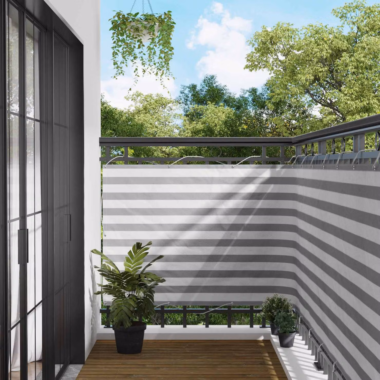 Schermo da balcone rettangolare vidaXL in tessuto Oxford e alluminio, L: 300 cm, H: 120 cm
