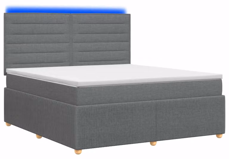 Letto boxspring LED con materasso grigio scuro 140 x 200 cm tessuto